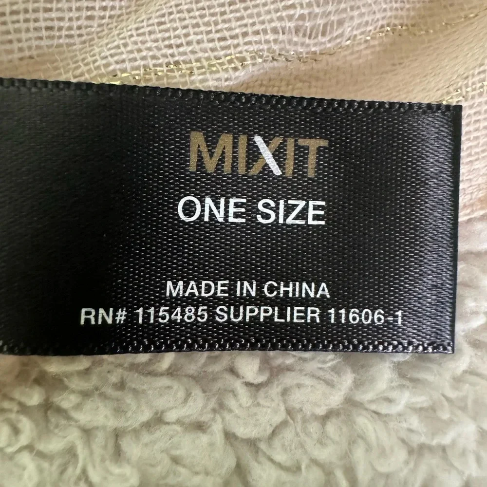 MixIt OS Infinity Loose Cowl Neck Looped Scarf Soft Rose Gold Ivory w/sequins.
